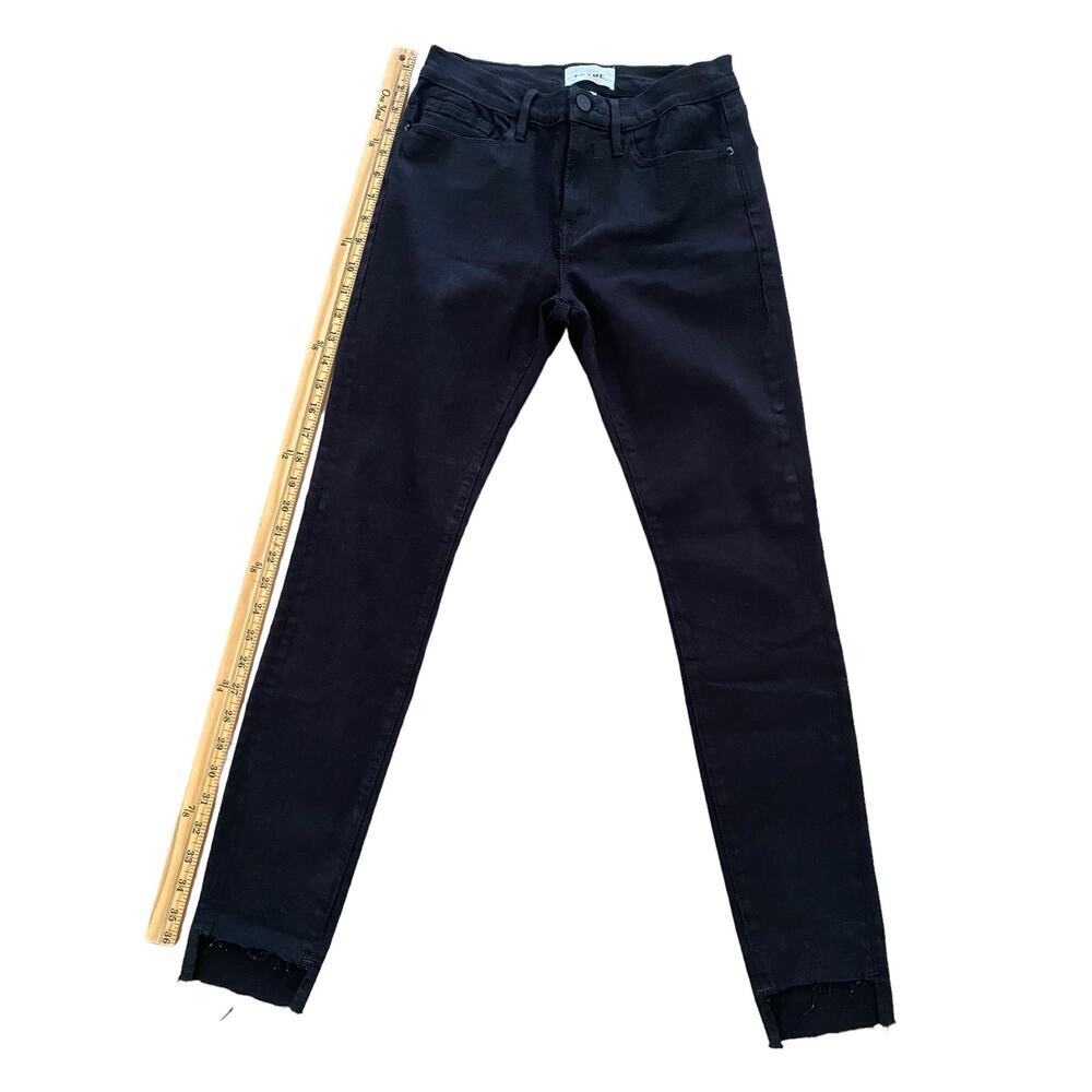 FRAME Denim Le Skinny de Jeanne Raw Stagger Mid-rise Women Goth Y2K Jeans 28 - Picture 7 of 9